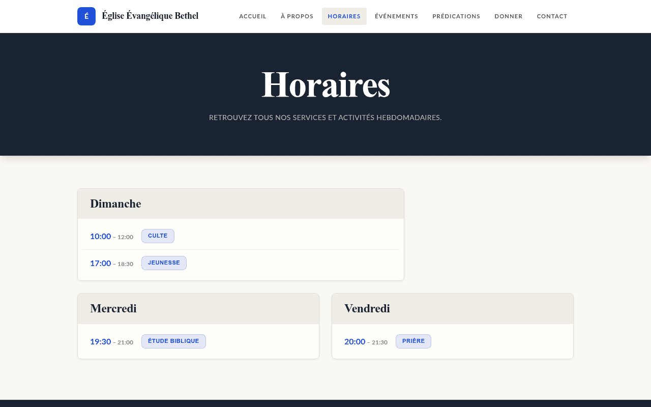 Horaires
